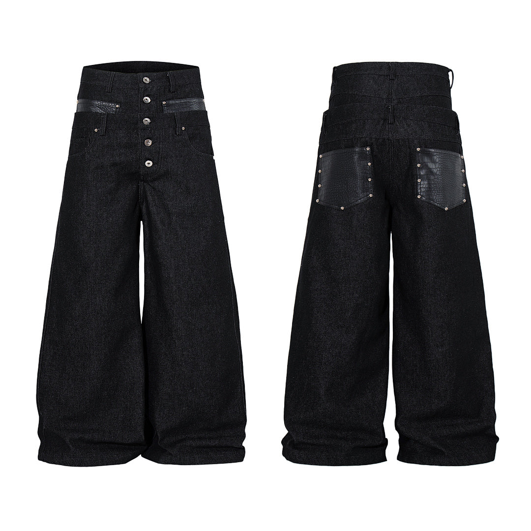 Double Waist Baggy Barrel Jeans detail image 3