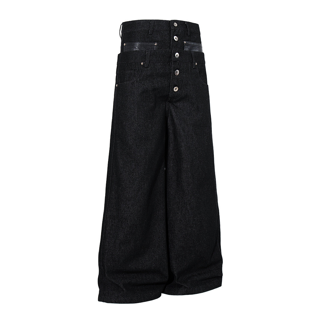 Double Waist Baggy Barrel Jeans detail image 4