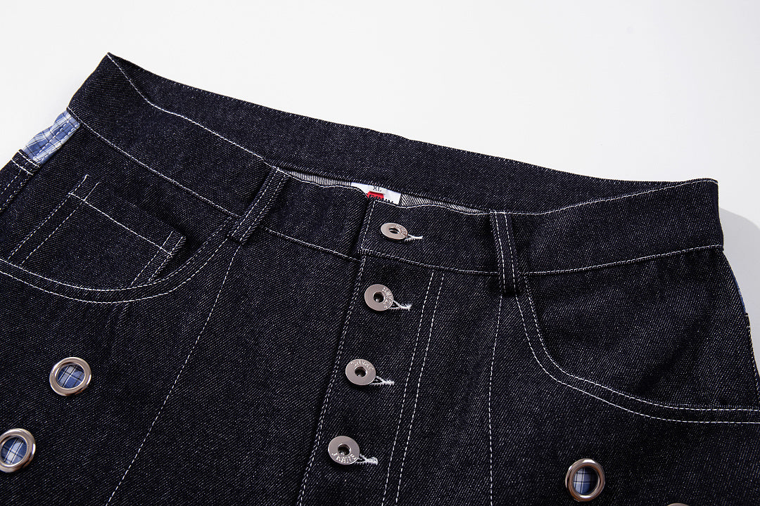 Grommet Button Fly Baggy Jeans detail image 3
