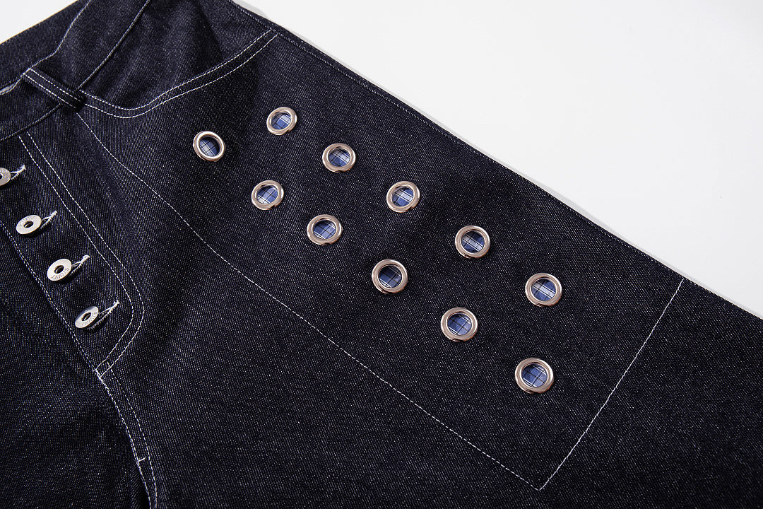 Grommet Button Fly Baggy Jeans detail image 4