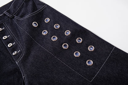 Grommet Button Fly Baggy Jeans detail image 4