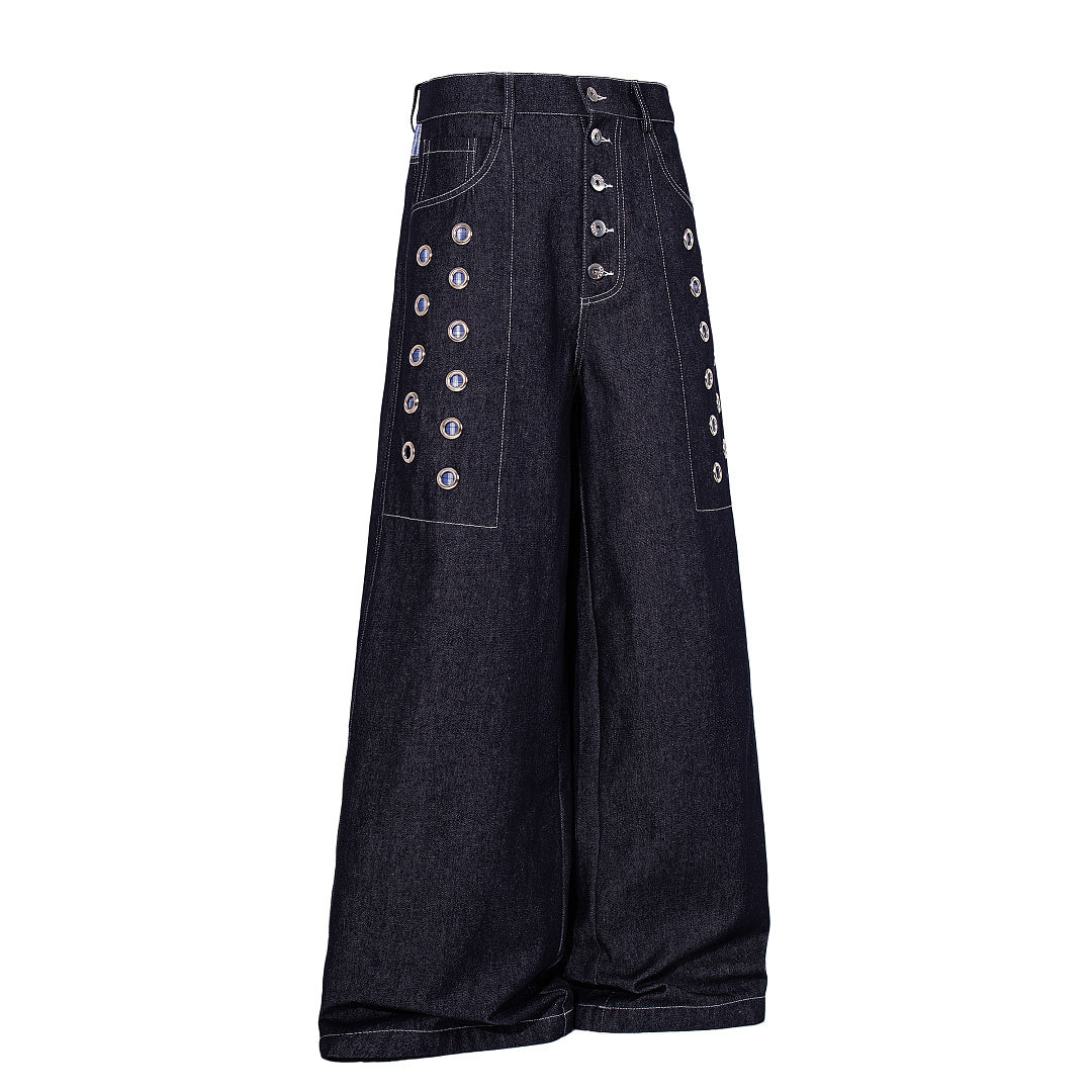 Grommet Button Fly Baggy Jeans detail image 6