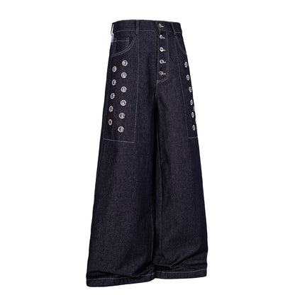 Grommet Button Fly Baggy Jeans detail image 6