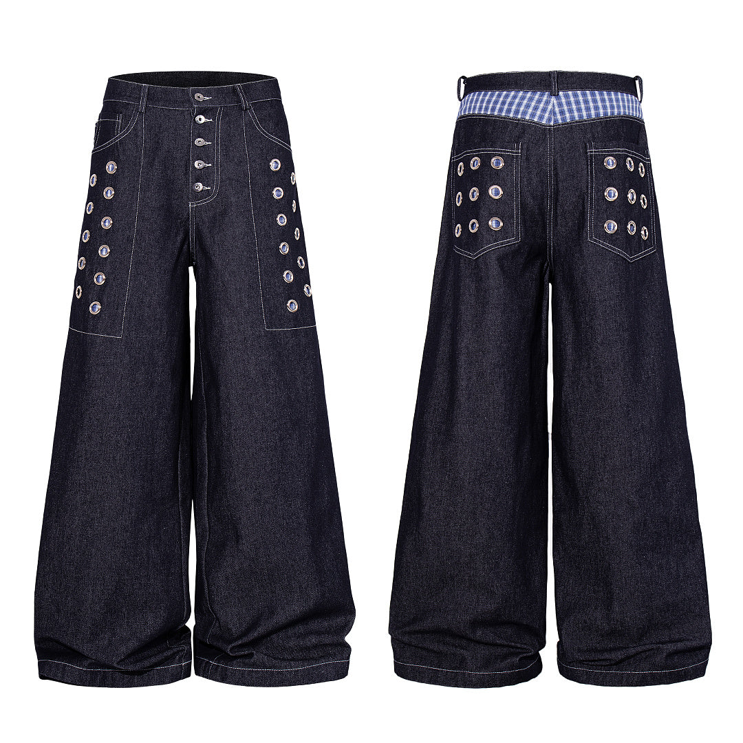 Grommet Button Fly Baggy Jeans detail image 8
