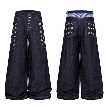 Grommet Button Fly Baggy Jeans detail image 8