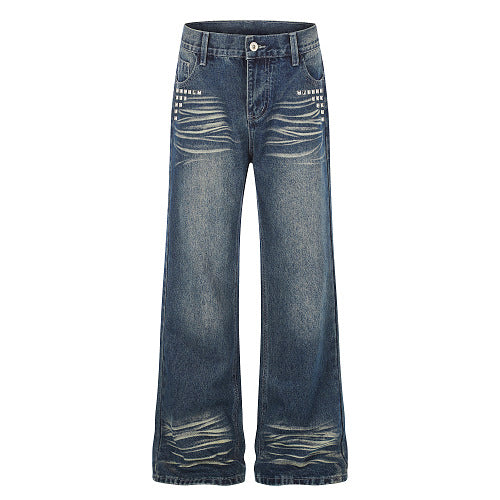Studded Washed Baggy Jeans Wash Blue product image