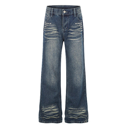 Studded Washed Baggy Jeans Wash Blue product image