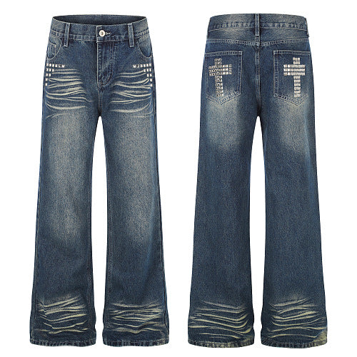 Studded Washed Baggy Jeans detail image 3