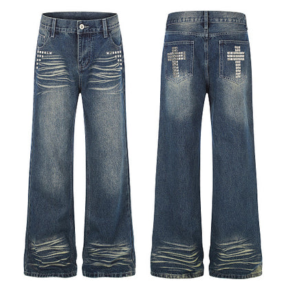 Studded Washed Baggy Jeans detail image 3