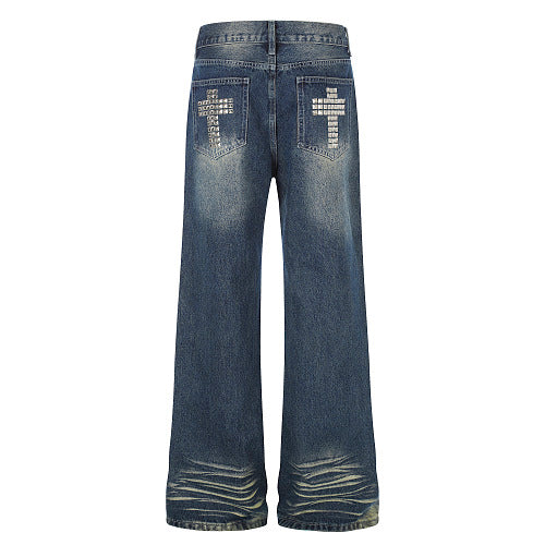 Studded Washed Baggy Jeans detail image 4