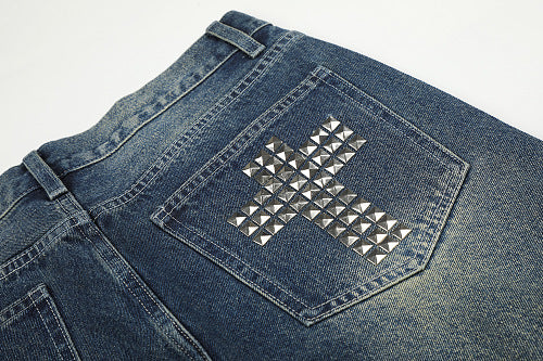 Studded Washed Baggy Jeans detail image 5