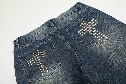 Studded Washed Baggy Jeans detail image 6