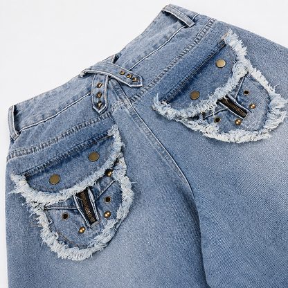 Washed Frayed Jeans detail image 6