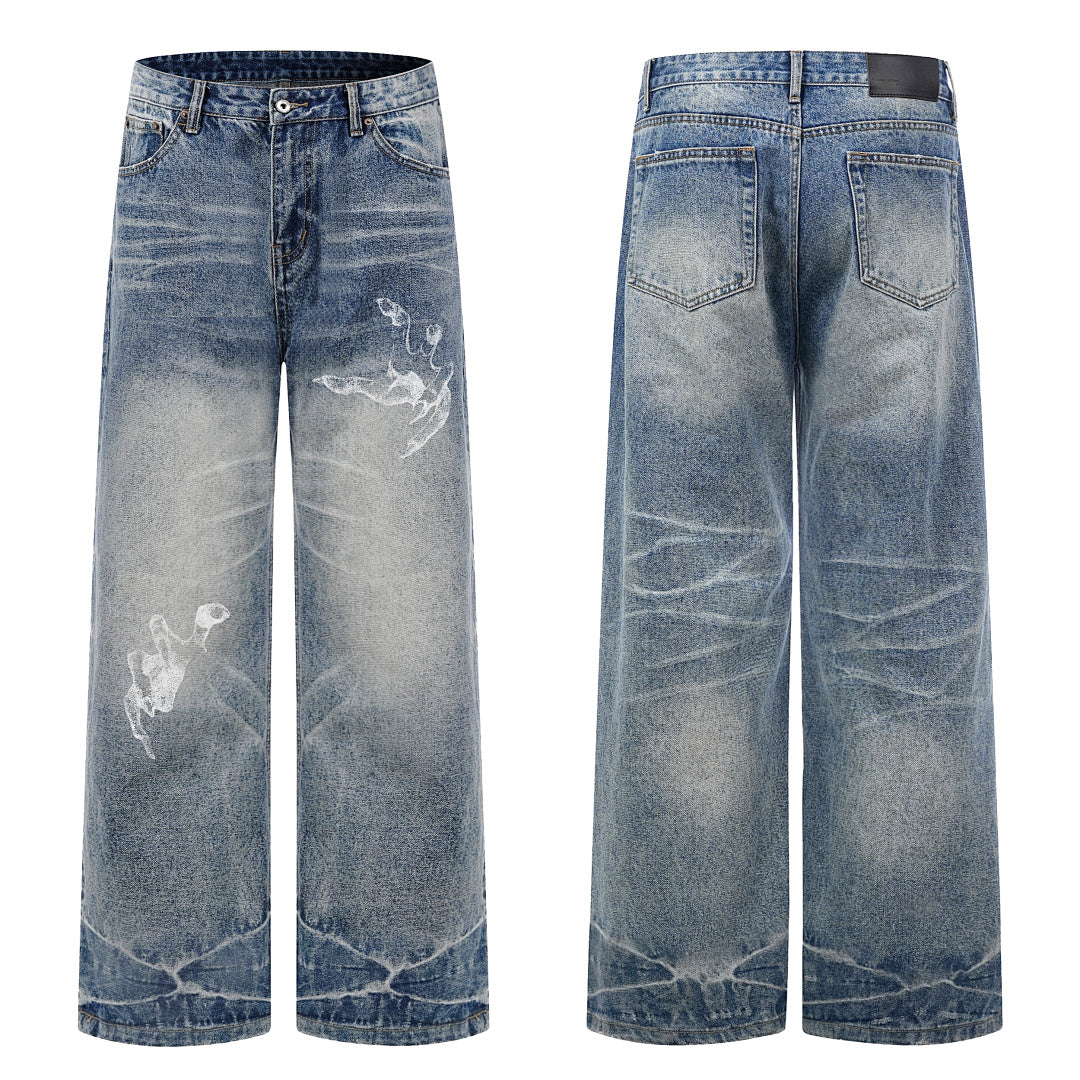 Washed Print Jeans detail image 7