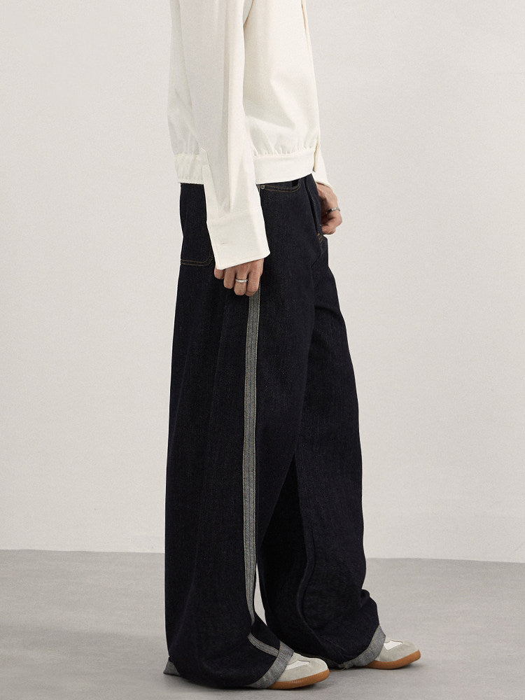 Contrast Turn Up Baggy Jeans detail image 3