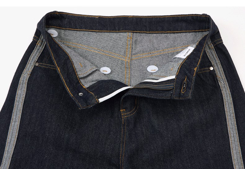 Contrast Turn Up Baggy Jeans detail image 7