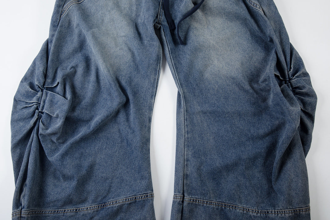 Detachable Plaid Layer Baggy Jeans detail image 5