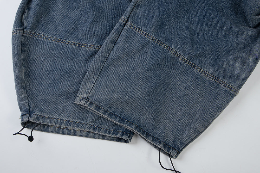 Detachable Plaid Layer Baggy Jeans detail image 6