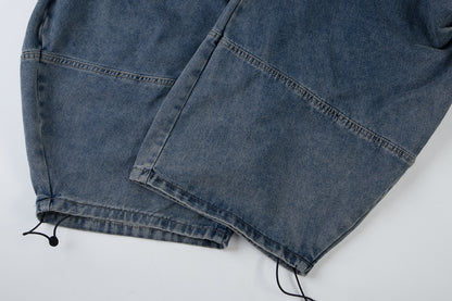 Detachable Plaid Layer Baggy Jeans detail image 6