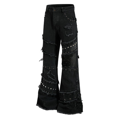 Studded Distressed Bootcut Jeans detail image 3