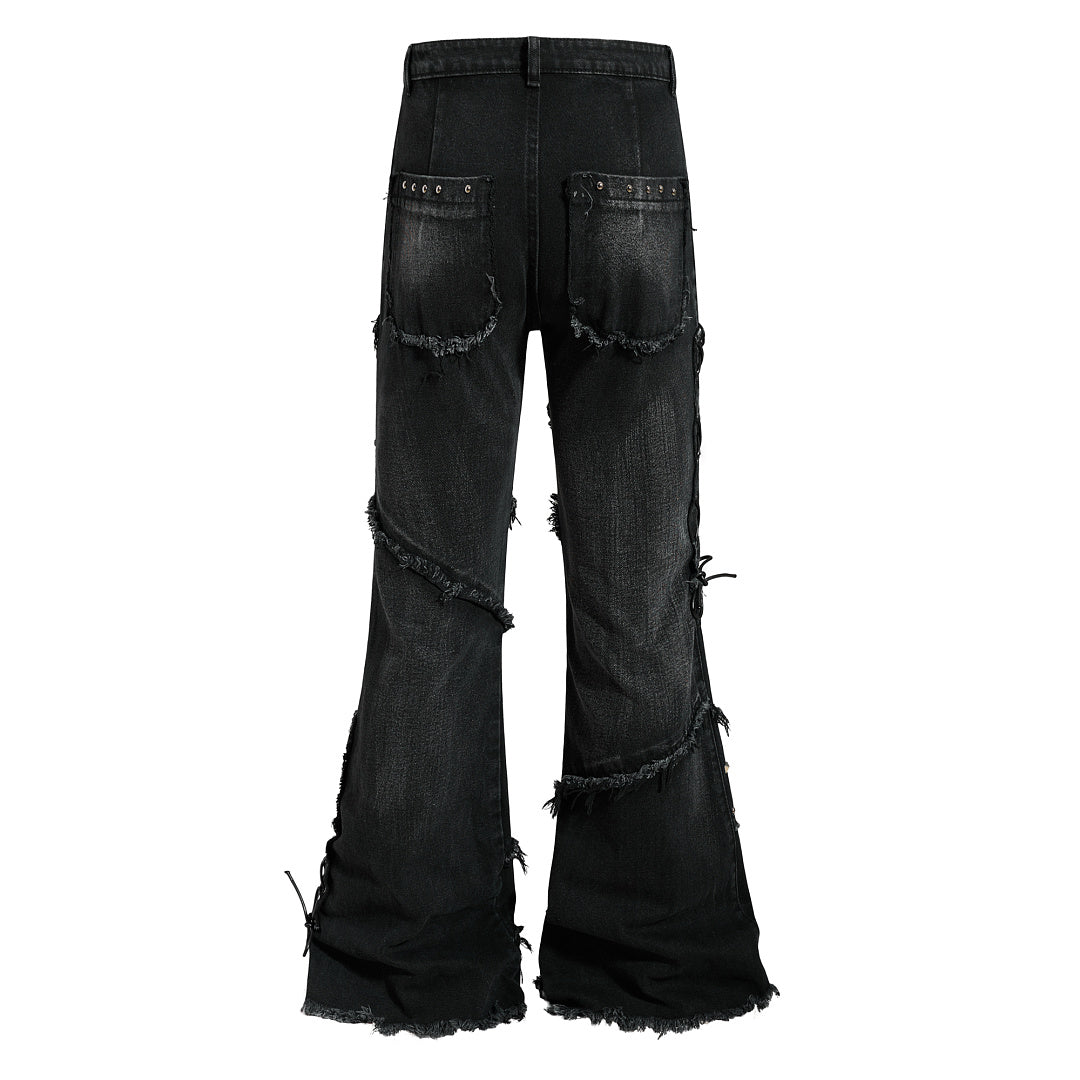 Studded Distressed Bootcut Jeans detail image 5