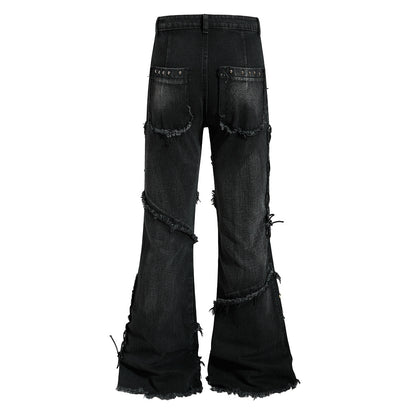 Studded Distressed Bootcut Jeans detail image 5