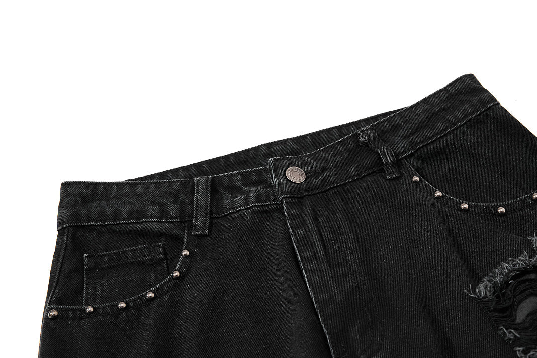 Studded Distressed Bootcut Jeans detail image 6