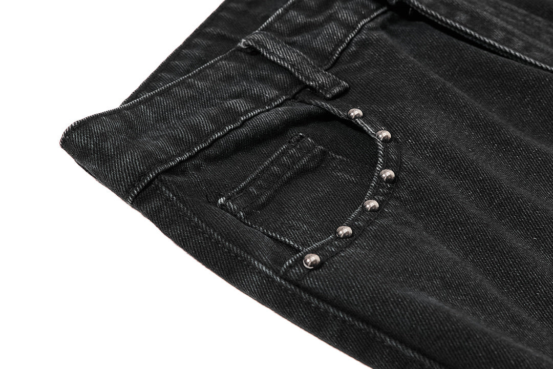 Studded Distressed Bootcut Jeans detail image 7
