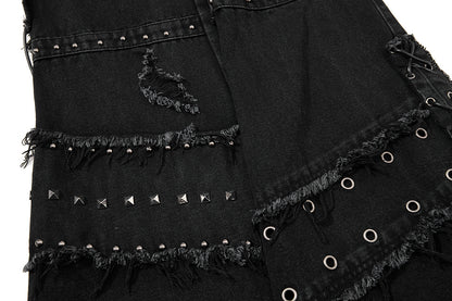 Studded Distressed Bootcut Jeans detail image 8