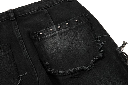 Studded Distressed Bootcut Jeans detail image 10