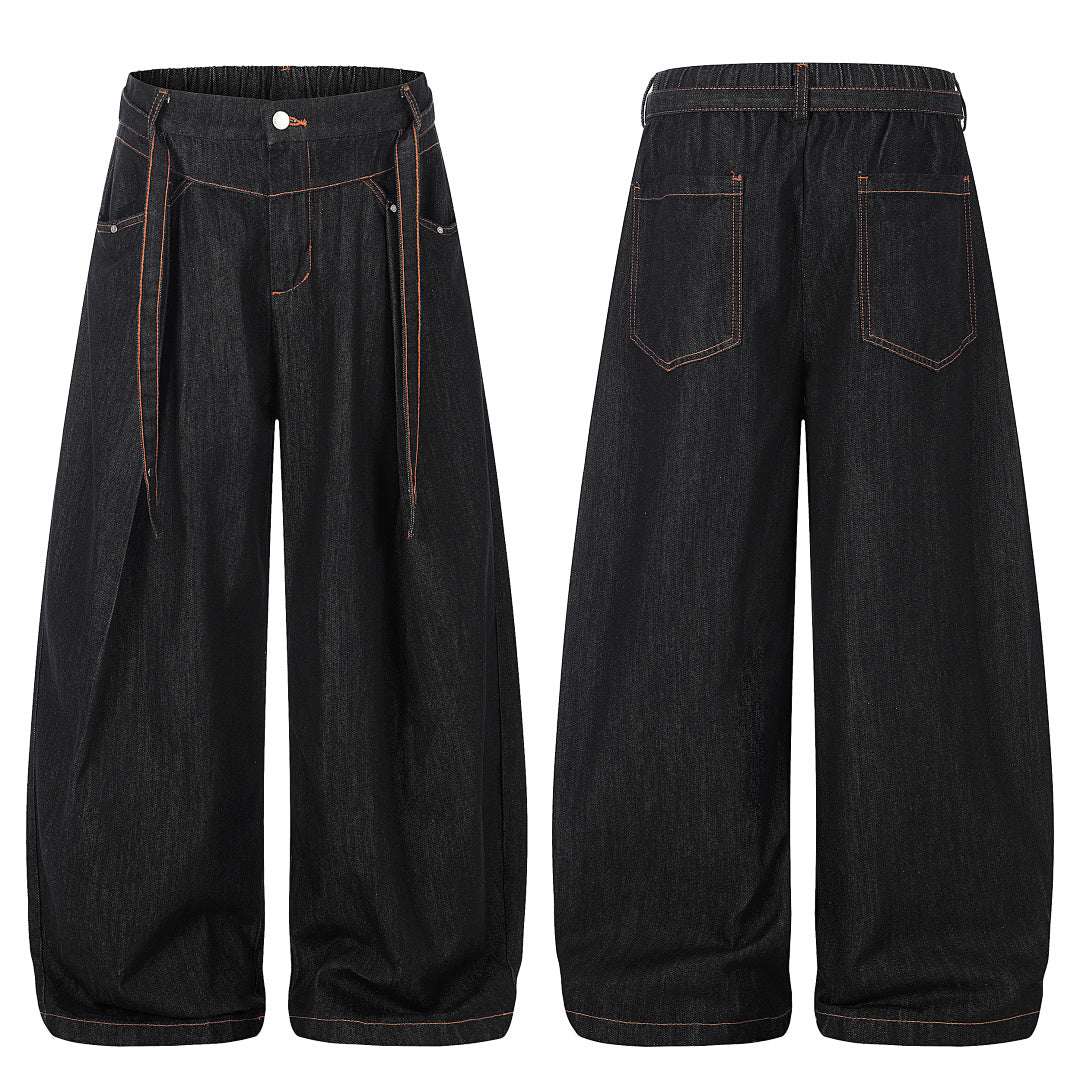 Pleated Baggy Barrel Jeans detail image 9