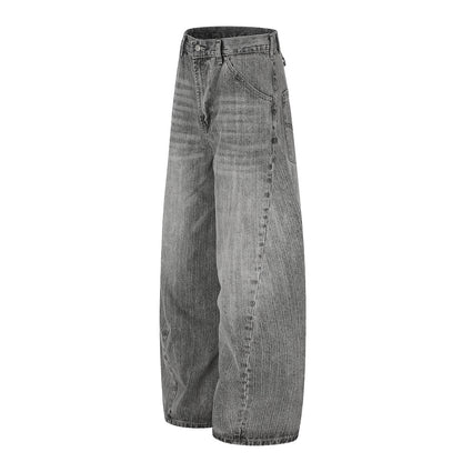 Textured Washed Baggy Barrel Jeans detail image 3