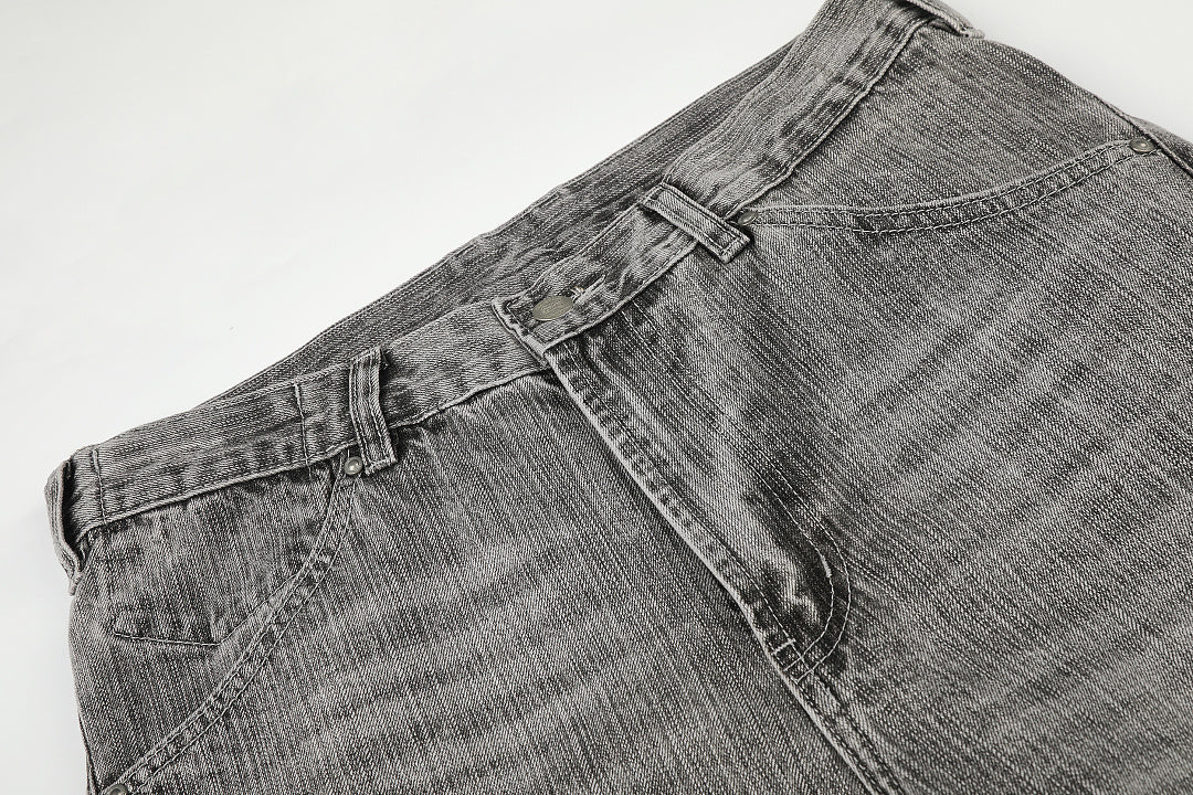 Textured Washed Baggy Barrel Jeans detail image 5