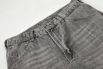 Textured Washed Baggy Barrel Jeans detail image 5