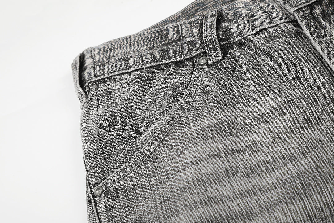 Textured Washed Baggy Barrel Jeans detail image 6
