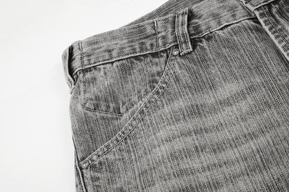 Textured Washed Baggy Barrel Jeans detail image 6