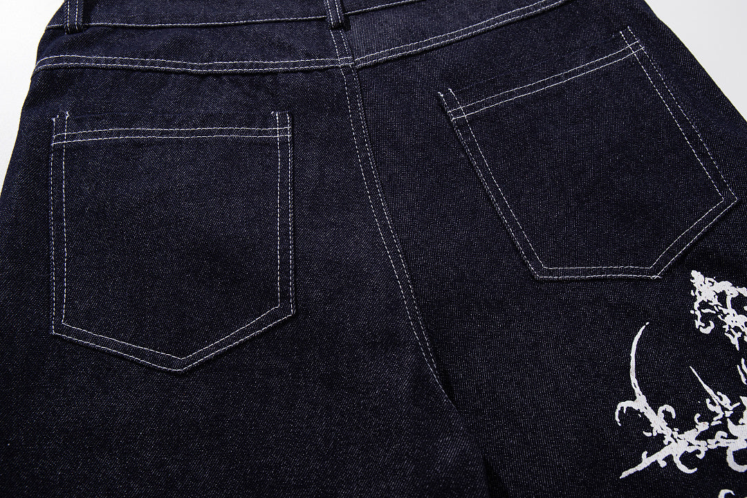 Ornamental Cross Graphic Baggy Jeans detail image 5