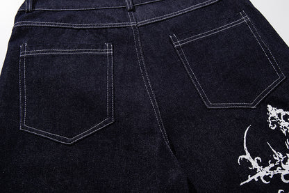 Ornamental Cross Graphic Baggy Jeans detail image 5