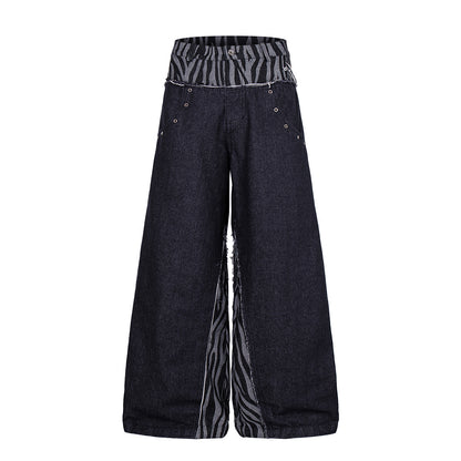 Zebra Double Waist Baggy Jeans Denim product image