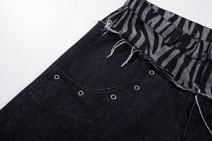 Zebra Double Waist Baggy Jeans detail image 4