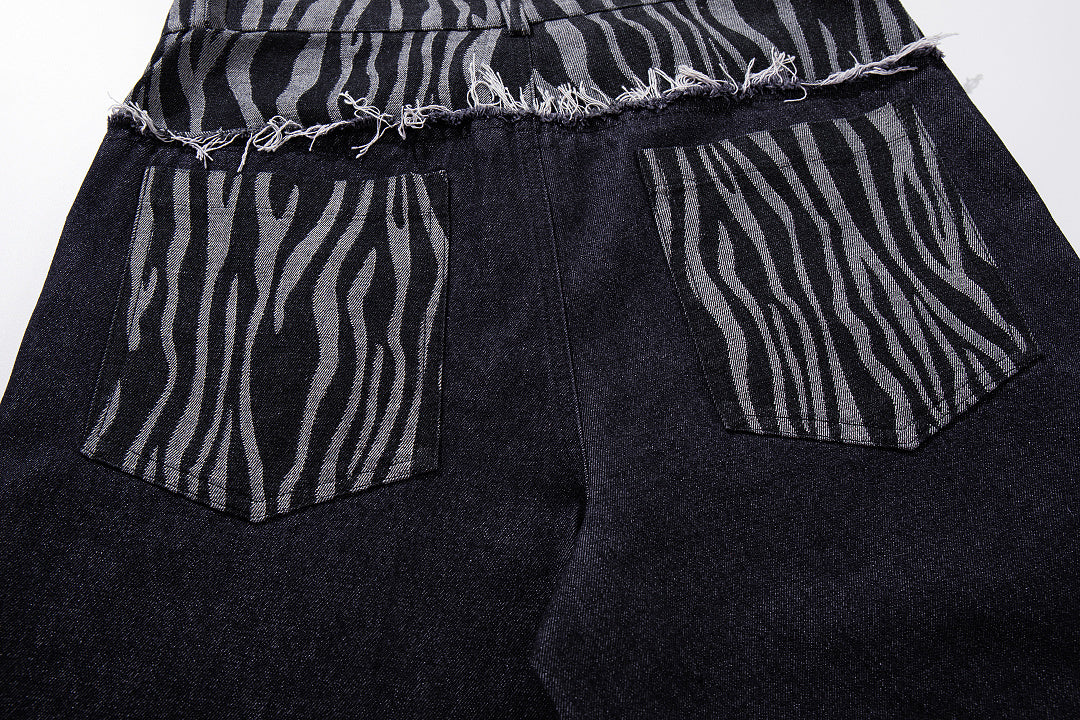 Zebra Double Waist Baggy Jeans detail image 6
