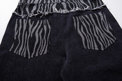 Zebra Double Waist Baggy Jeans detail image 6