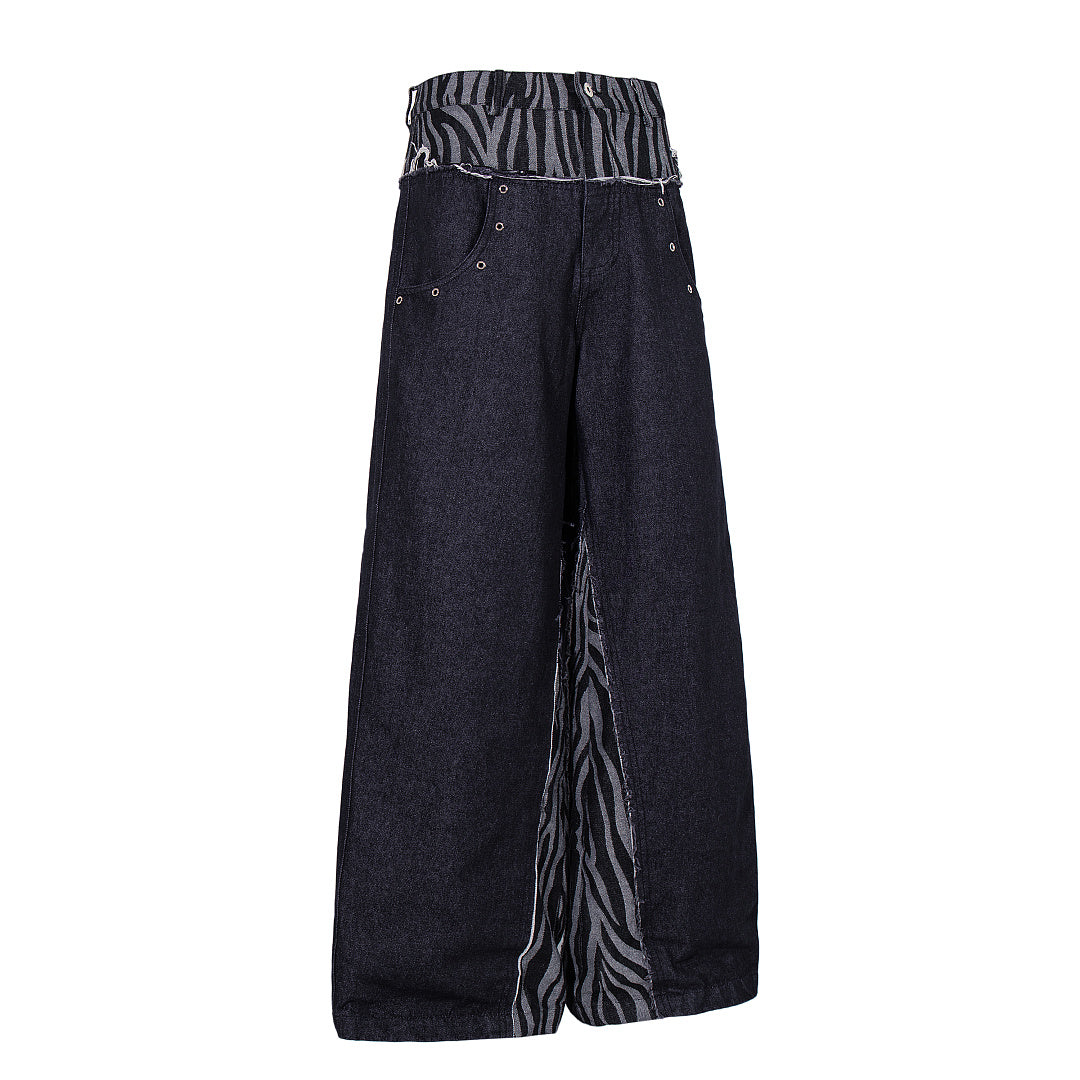 Zebra Double Waist Baggy Jeans detail image 7