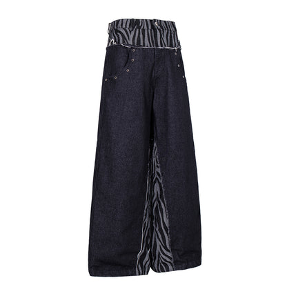 Zebra Double Waist Baggy Jeans detail image 7