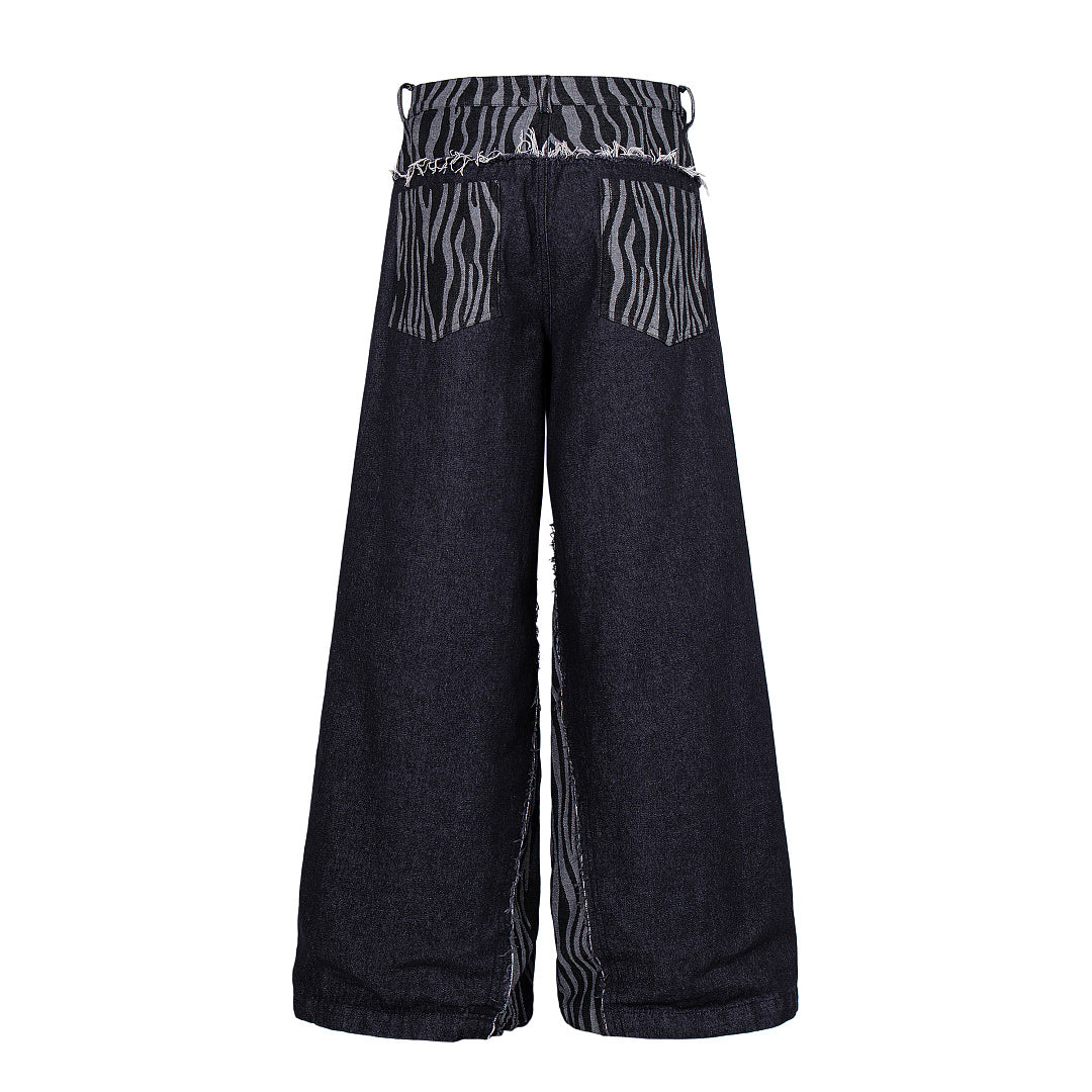 Zebra Double Waist Baggy Jeans detail image 8