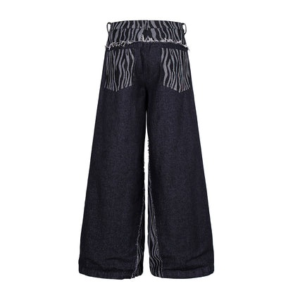 Zebra Double Waist Baggy Jeans detail image 8
