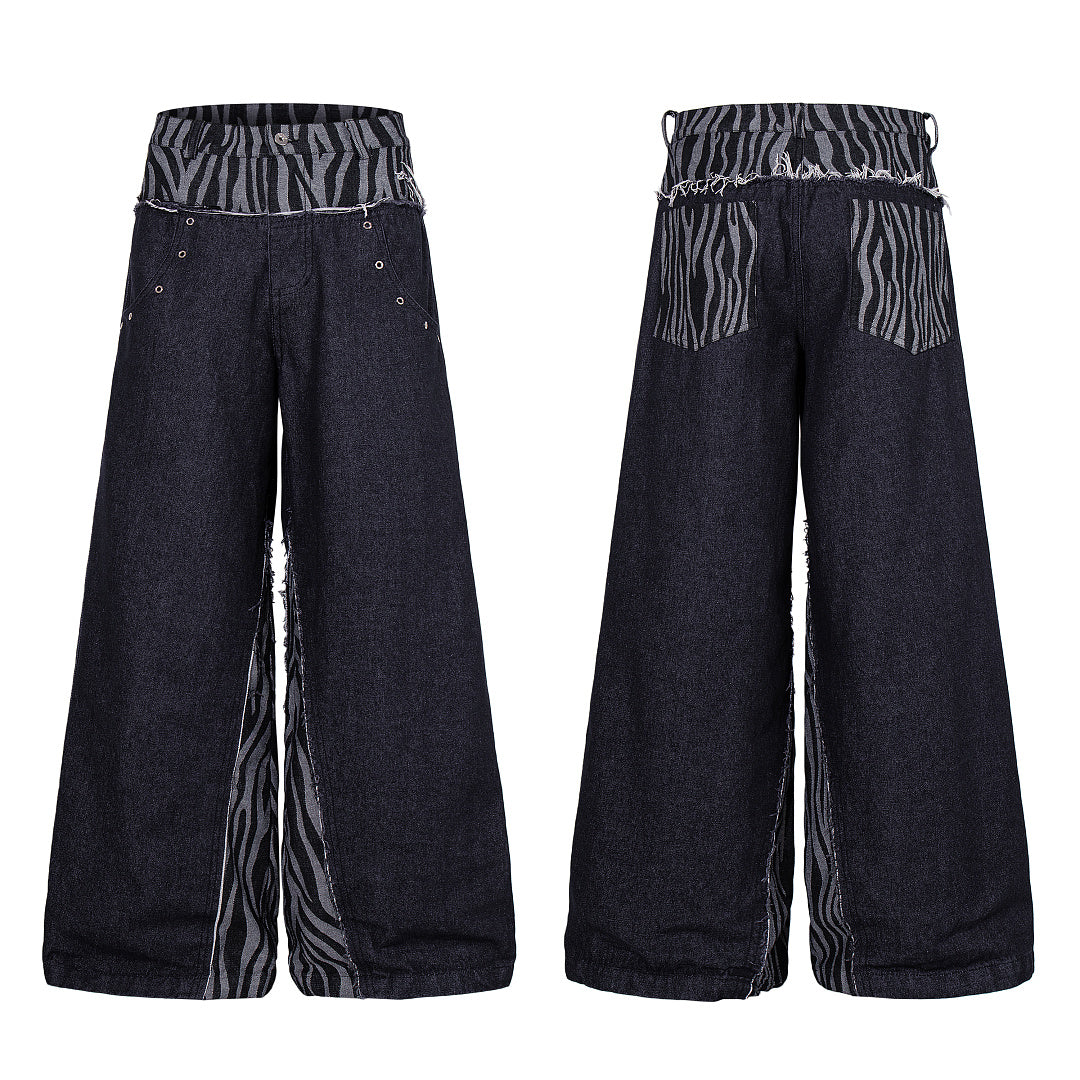 Zebra Double Waist Baggy Jeans detail image 9