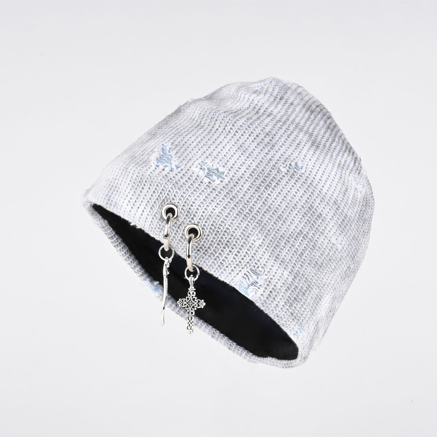 Retro Wasteland Style Distressed Knit | Hanging Charm Beanie