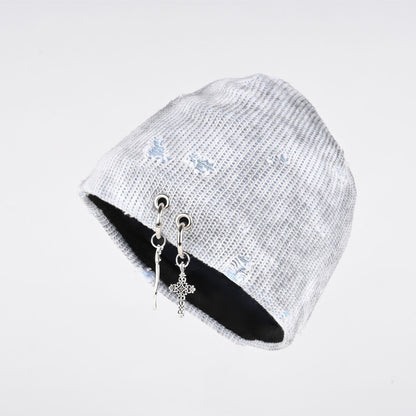 Retro Wasteland Style Distressed Knit | Hanging Charm Beanie