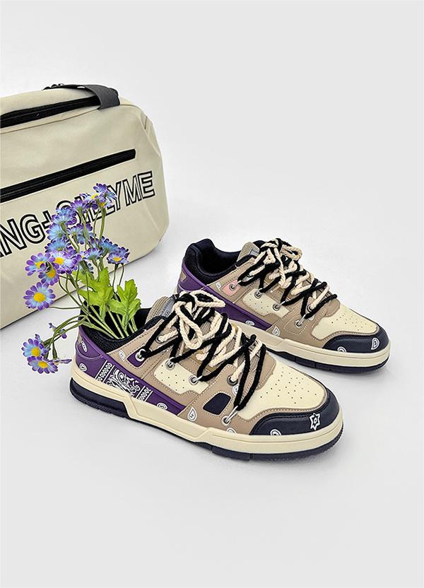 Trendy Shoes Breathable Height Increasing Hard-Wearing Lace-up Hip Hop Anti-Odor Casual Versatile Hand-Painted Sports Shoes - Santo 
